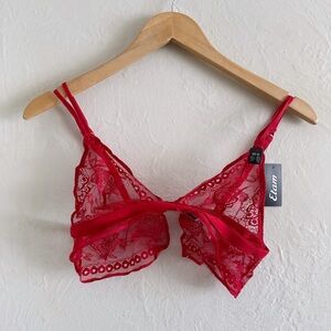 Etam Red Lace Bralette Size 34B